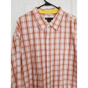 Casual Button Down Shirt‎ Orange Plaid Dressy Workwear Everyday Mens 3XL